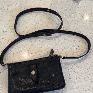 Michael Kors Black Pebble Leather Crossbody Wristlet with Strap